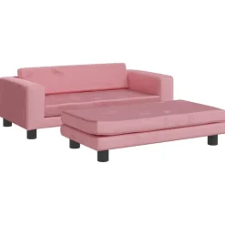 vidaXL børnesofa med fodskammel 100x50x30 cm fløjl lyserød
