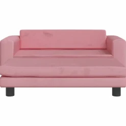 vidaXL børnesofa med fodskammel 100x50x30 cm fløjl lyserød