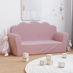 vidaXL børnesofa 2-personers pink blød plys
