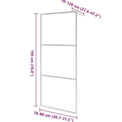 vidaXL brusevæg med klart ESG-glas 80x195 cm