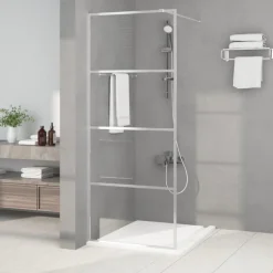 vidaXL brusevæg 80x195 cm klart sikkerhedsglas sølvfarvet
