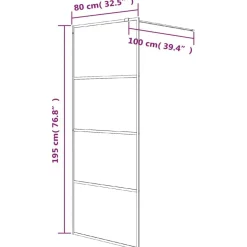 vidaXL brusevæg 80x195 cm klart sikkerhedsglas sølvfarvet