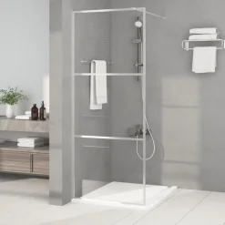vidaXL brusevæg 80x195 cm klart sikkerhedsglas sølvfarvet