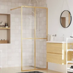 vidaXL brusevæg 80x195 cm klart sikkerhedsglas guldfarvet
