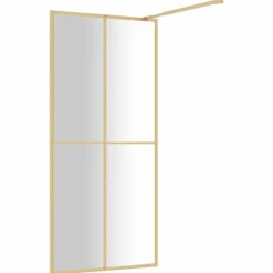 vidaXL brusevæg 80x195 cm klart sikkerhedsglas guldfarvet