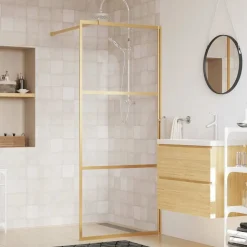 vidaXL brusevæg 80x195 cm klart sikkerhedsglas guldfarvet