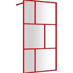 vidaXL brusevæg 100x195 cm klart sikkerhedsglas rød