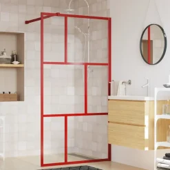 vidaXL brusevæg 100x195 cm klart sikkerhedsglas rød