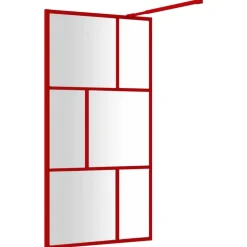 vidaXL brusevæg 100x195 cm klart sikkerhedsglas rød