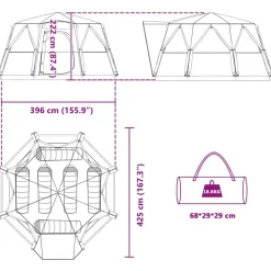 vidaXL Cabin Telt 6-Personer med tag Grøn 425 x 396 x 222 cm