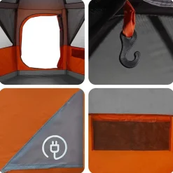 vidaXL Cabin Telt 6-Personer med tag Grå og orange 425 x 396 x 222 cm