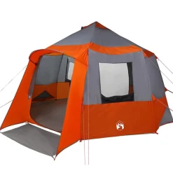 vidaXL Cabin tent til 12 personer Grå og orange 405 x 405 x 273 cm
