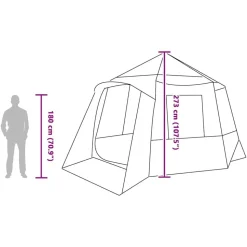 vidaXL Cabin tent til 12 personer Grå og orange 405 x 405 x 273 cm