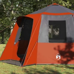 vidaXL Cabin tent til 12 personer Grå og orange 405 x 405 x 273 cm