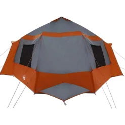 vidaXL Cabin tent til 12 personer Grå og orange 405 x 405 x 273 cm