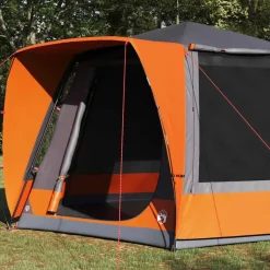 vidaXL Camping telt Hytte Grå og orange 420 x 420 x 227 cm Polyester