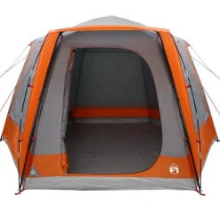 vidaXL Camping telt Hytte Grå og orange 420 x 420 x 227 cm Polyester