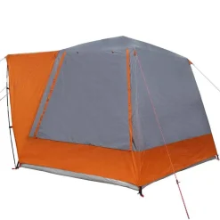 vidaXL Camping telt Hytte Grå og orange 420 x 420 x 227 cm Polyester