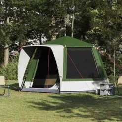 vidaXL Camping telt Hytte med tag Grøn 420 x 420 x 227 cm Polyester