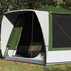 vidaXL Camping telt Hytte med tag Grøn 420 x 420 x 227 cm Polyester