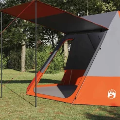 vidaXL Camping telt med tag Grå og orange 482 x 360 x 227 cm taft