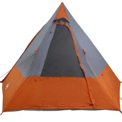 vidaXL Camping telt med tag Grå og orange 482 x 360 x 227 cm taft