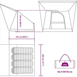 vidaXL Camping telt med tag Grå og orange 282 x 225 x 154 cm taft