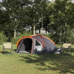 vidaXL Camping telt med tag Grå og orange 308 x 268 x 130 cm Polyester