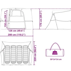 vidaXL Camping Telt Sæt med tag 2 pcs Grøn Taffeta og Stof