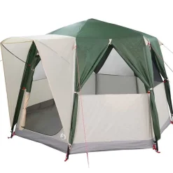 vidaXL Camping telt til 3 personer Grøn og Hvid 320 x 320 x 203 cm