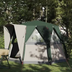 vidaXL Camping telt til 3 personer Grøn og Hvid 320 x 320 x 203 cm