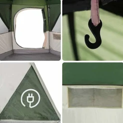 vidaXL Camping telt til 3 personer Grøn og Hvid 320 x 320 x 203 cm