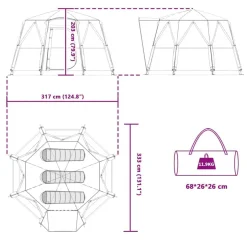 vidaXL Camping telt til 3 personer Grøn og Hvid 320 x 320 x 203 cm