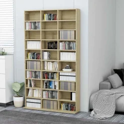 vidaXL cd-reol 102x23x177,5 cm konstrueret træ sonoma-eg
