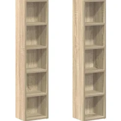 vidaXL CD-reoler 2 stk. 21x16x93,5 cm spånplade sonoma-eg