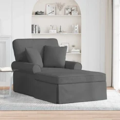 vidaXL Chaise lounge med volant med pude med pude 3 pcs Mørkegrå Stof