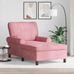 vidaXL Chaise Lounge med pude Lyserød 91 x 157 x 91 cm Fløjl