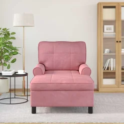 vidaXL Chaise Lounge med pude Lyserød 91 x 157 x 91 cm Fløjl