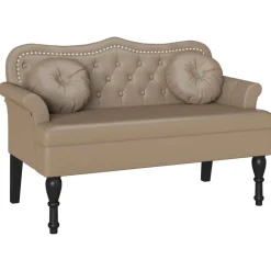 vidaXL Chesterfield bænk Cappuccino 120.5 x 65 x 75 cm Faux læder