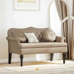 vidaXL Chesterfield bænk Cappuccino 120.5 x 65 x 75 cm Faux læder