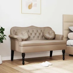 vidaXL Chesterfield bænk Cappuccino 120.5 x 65 x 75 cm Faux læder