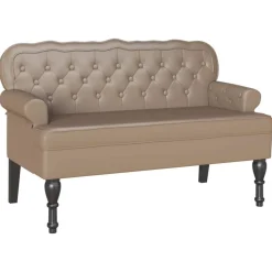 vidaXL Chesterfield bænk Cappuccino 119,5 x 64,5 x 75 cm Faux læder