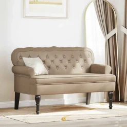 vidaXL Chesterfield bænk Cappuccino 119,5 x 64,5 x 75 cm Faux læder