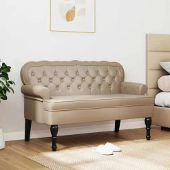 vidaXL Chesterfield bænk Cappuccino 119,5 x 64,5 x 75 cm Faux læder