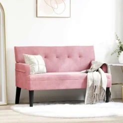 vidaXL Chesterfield bænk Lyserød 112 x 65,5 x 75 cm Fløjl