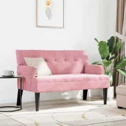 vidaXL Chesterfield bænk Lyserød 112 x 65,5 x 75 cm Fløjl