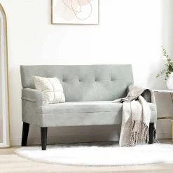 vidaXL Chesterfield bænk Lysegrå 112 x 65,5 x 75 cm Fløjl