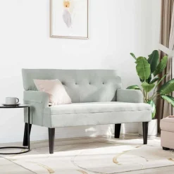 vidaXL Chesterfield bænk Lysegrå 112 x 65,5 x 75 cm Fløjl
