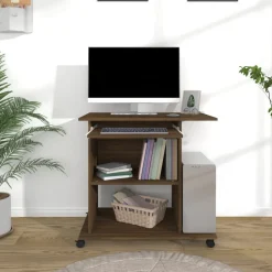 vidaXL computerbord 80x50x75 cm konstrueret træ brun egetræsfarve