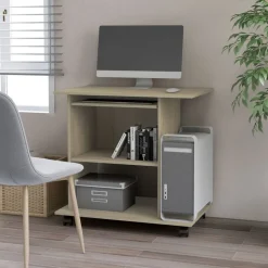 vidaXL computerbord 80x50x75 cm konstrueret træ sonoma-eg